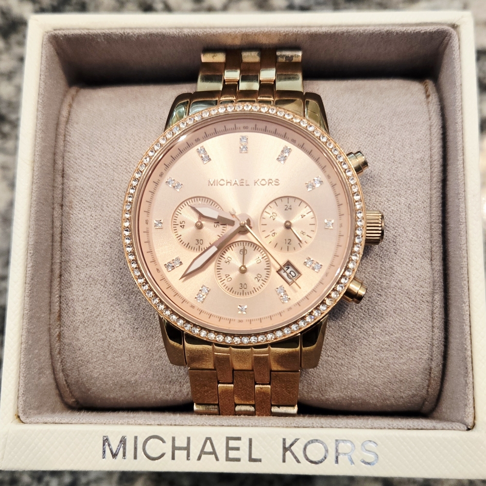 Michael Kors Gold Watch with Crystal Accents